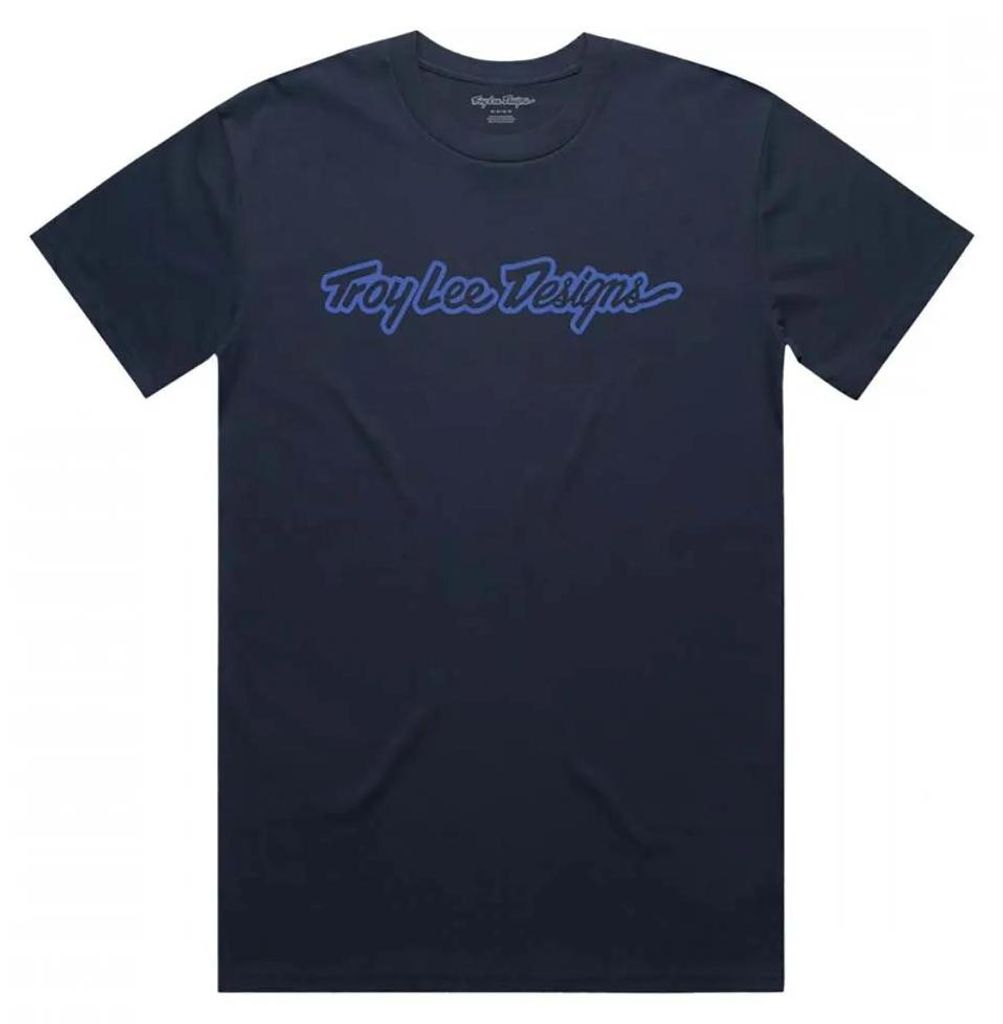 Troy Lee Designs Signature Kurzarm-t-shirt Blau M Mann Blau M