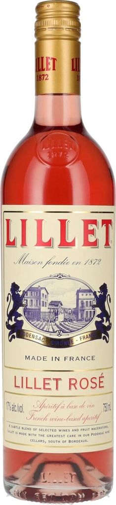 A bottle of Lillet Rosé aperitif.