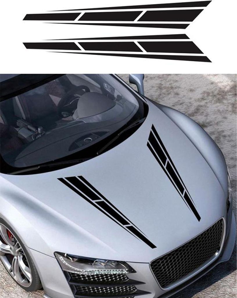 2 Stück Auto-Motorhauben-Streifen-Aufkleber, sportlicher Stil, Karosserie, Tür, Seite, Motorhaube, Aufkleber für Wohnmobil, Yacht, LKW, Pickup, ...