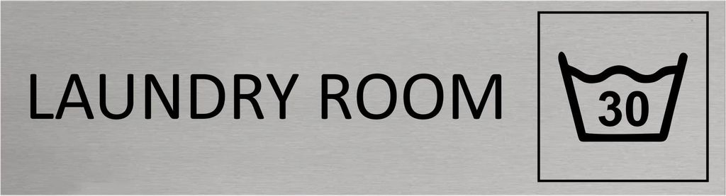 CombiCraft Aluminium Türschild Laundry Room 165x45mm mit 3M-Tape zur Befestigung, einfache Kennzeichnung von Räumen und Bereichen