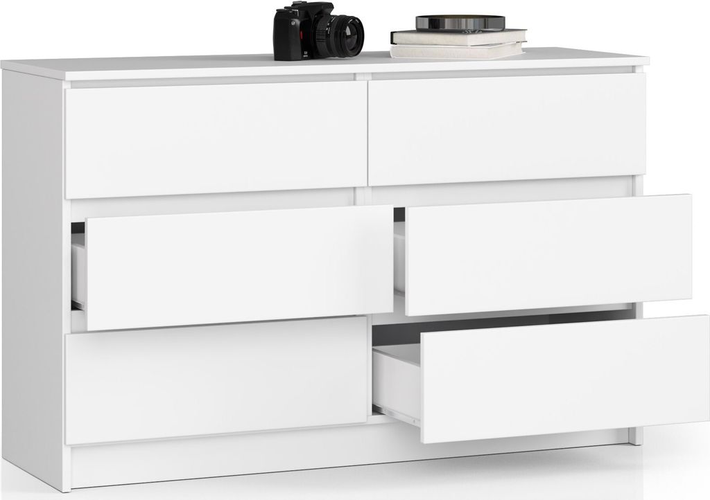 Gxffipw Kommode 120cm Weiß Mit 6 Schubladen - Elegantes Sideboard Für Wohnzimmer & Schlafzimmer