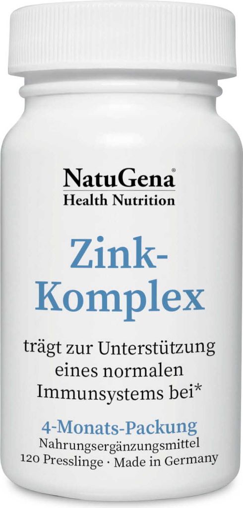 NatuGena Zink-Komplex | 120 Tabletten | aus den Zinkverbindungen Picolinat, Bisglycinat, Gluconat & Citrat | vegan