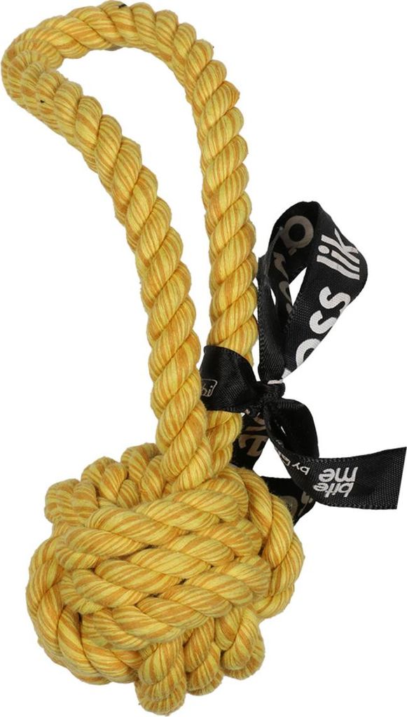 Europet Bernina Hundespielzeug Ball mit Schlaufe "are you knots" gelb, Maße: 28 cm