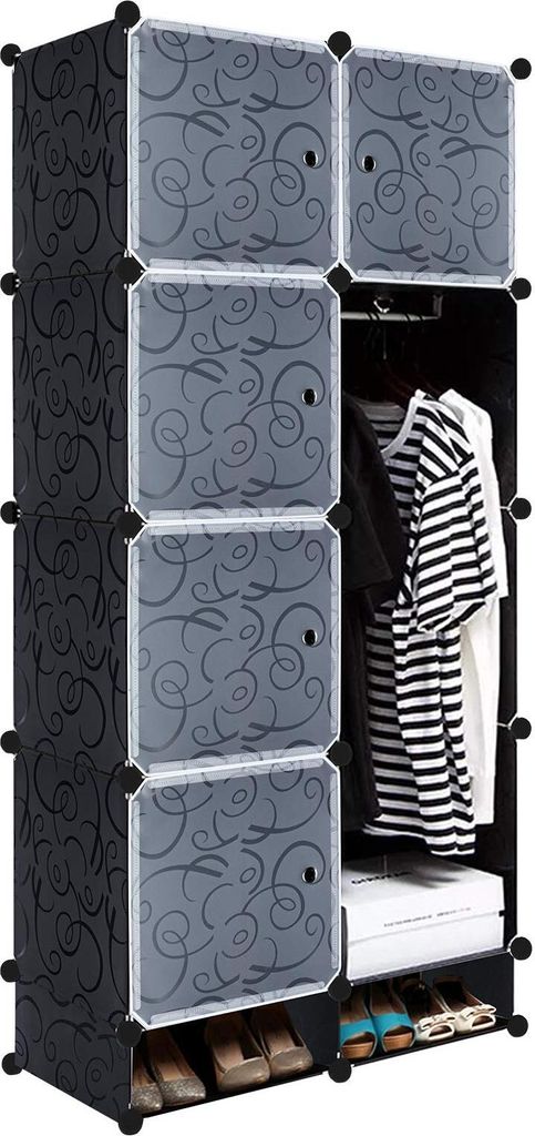 TRMLBE Armoire à vêtements noire DIY Système d'étagères en Image du produit 