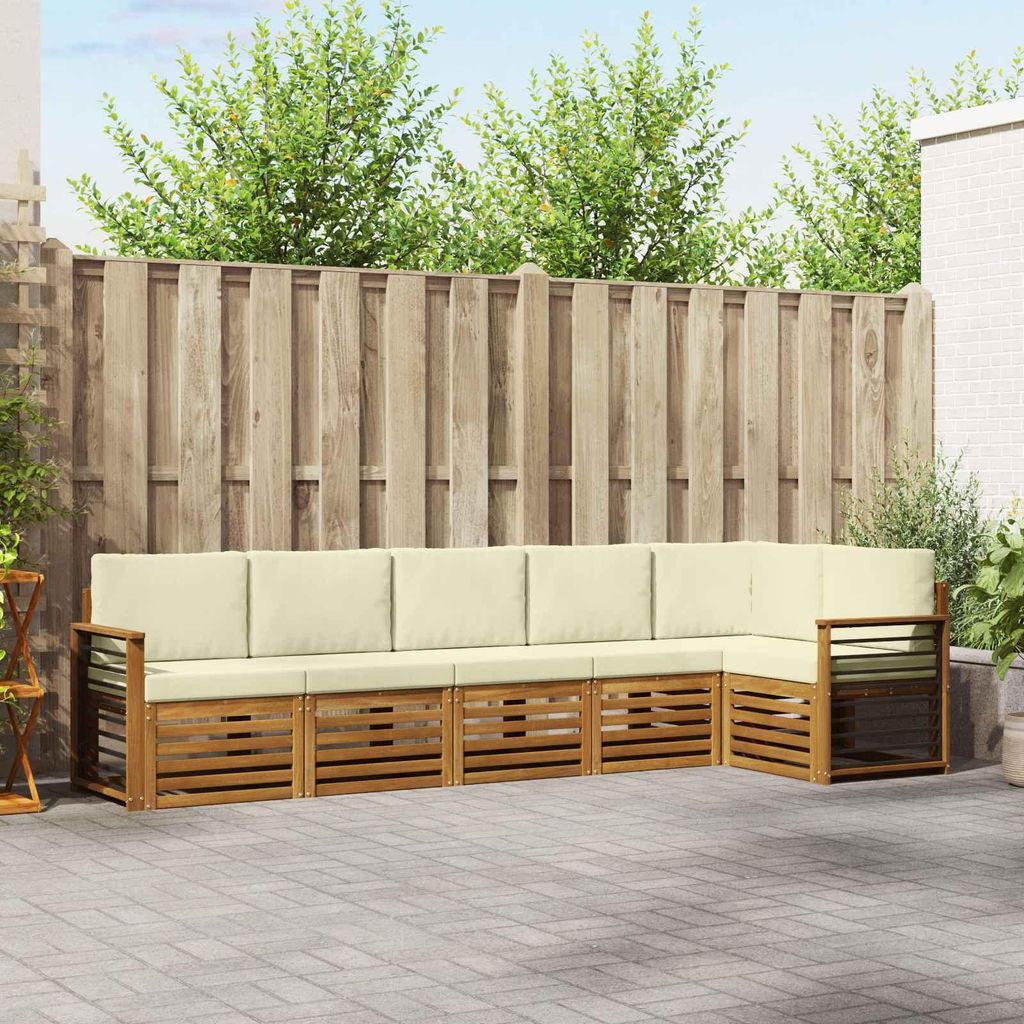 "Neues Produkt" Sofagarnituren - CLORIS - Terrassen-Sofa - 6 pcs - Natur und Creme Massivholz Akazie - Modern Gartensofas V1971