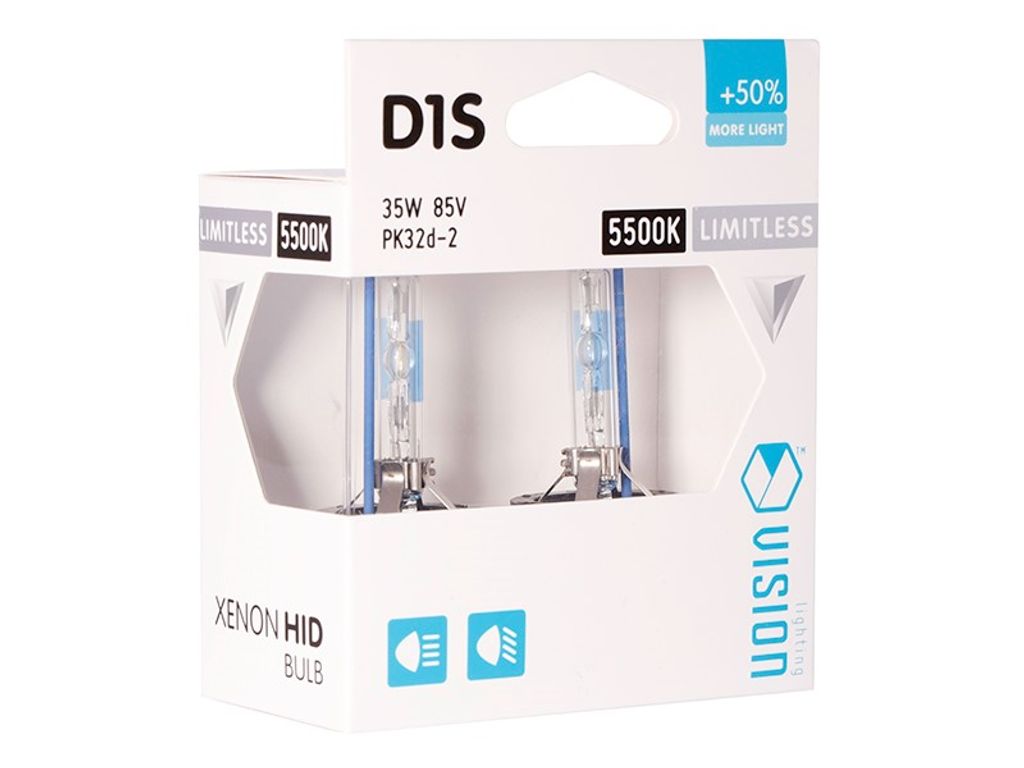 VISION D1S 5500K 85V 35W PK32d-2 +50% Limitless White Xenon-Lampen, 2 Stk.