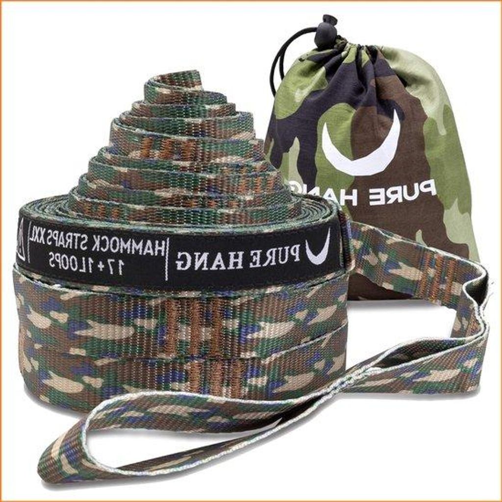 XXL Outdoor-Hängematte-Set - Hängematte-Kit für Außen - verstelbare Baumstangen - 36 m x 25 cm - 17 + 1 Lünette pro Riemen - 640 kg