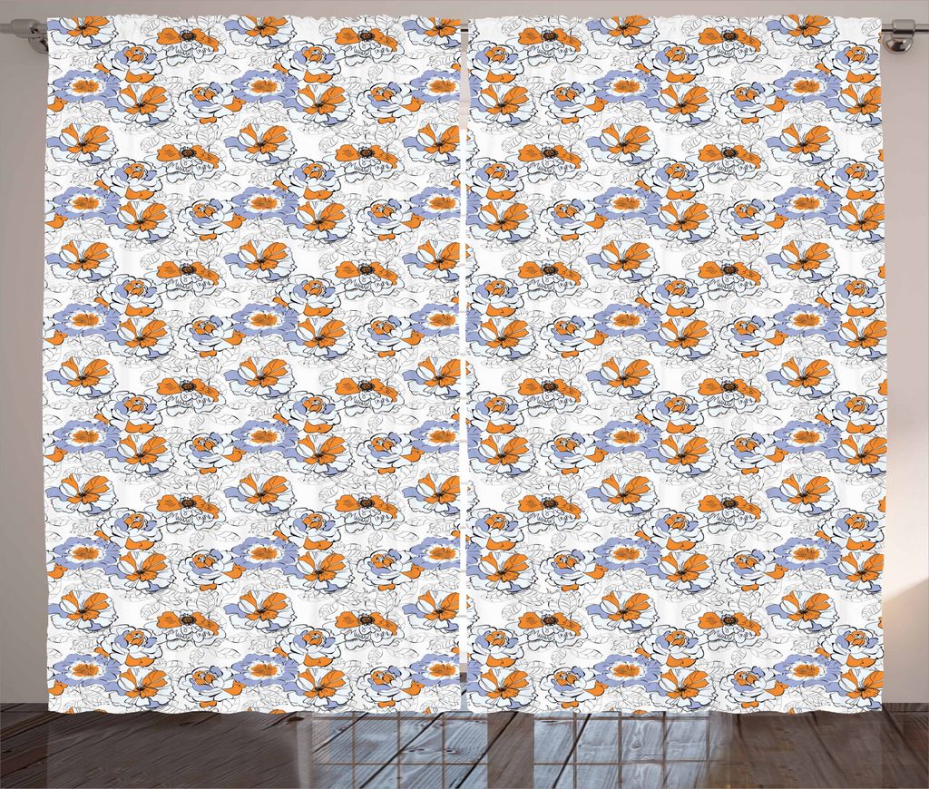 ABAKUHAUS Blumen Rustikaler Vorhang, Blühendes Frühlings-Blumen, Wohnzimmer Universalband Gardinen mit Schlaufen und Haken, 280 x 225 cm, Lavende...