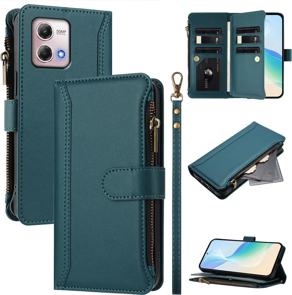 Elegante Cover a Libro Moto G Stylus 2023 Verde | Tasche Carte e Zip