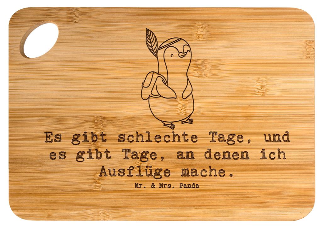 Mr. & Mrs. Panda Schneidebrett Pinguin Ausflug - Transparent - Geschenk, Frühstücksbrettchen, Ausflugsziele, Schneidbrett Küche, Frühstücksbre...