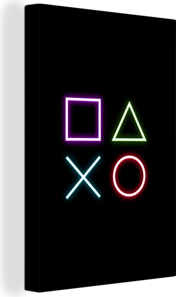 OneMillionCanvasses - Leinwandbilder - 90x140 cm, Gaming - Neon - Konsole - Schwarz - Controller - Gaming, Wandbilder Kunstdruck Wanddekoration -...