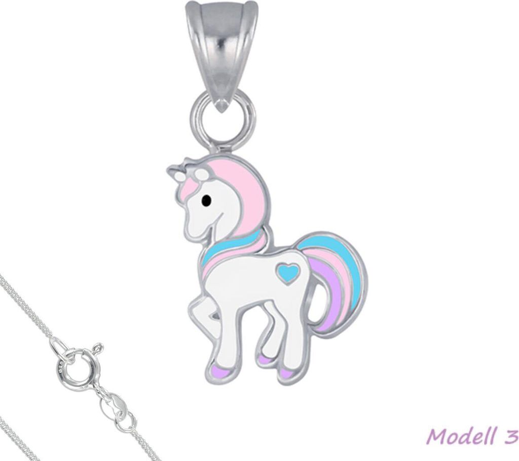 Kinderkette Silber 925 Kette: Einhorn Anhänger Halskette Produktbild 