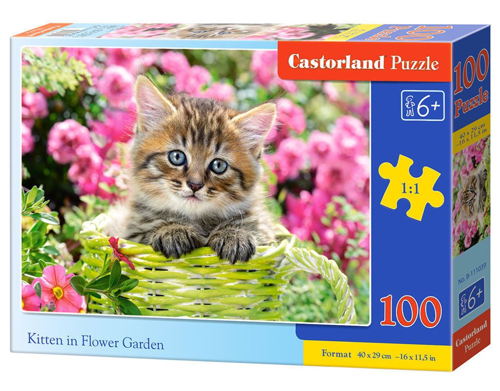Castorland Kitten in Flower Garden,Puzzle 100 Teile