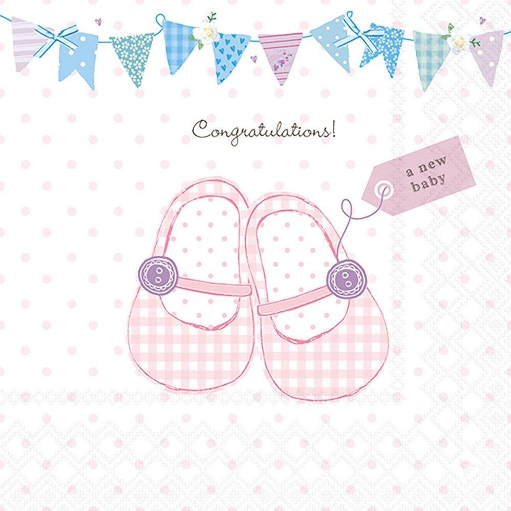Servietten 33x33 cm - Baby shoes pink