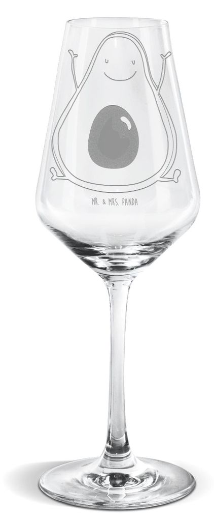 Mr. & Mrs. Panda Weinglas Avocado Glücklich - Transparent - Geschenk, Frucht, Freude, wein glas, Weißwein, Chaos, Weißweinkelch