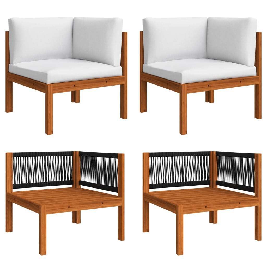 The Living Store Garten-Ecksofas 2 Stk. mit Auflagen Akazie Massivholz