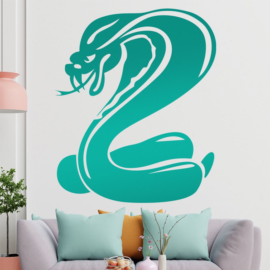 KIWISTAR Kobra Schlange - Aggresiv Gift Biss Wandtattoo in 6 Größen - Wandaufkleber Wall Sticker - Dekoration, Küche, Wohnzimmer, Schlafzimmer, ...