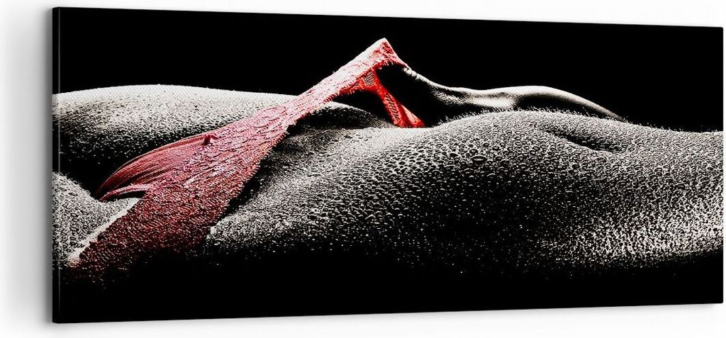 Bild auf Leinwand - Leinwandbild - Körper weibliches Modell Wassertropfen - 100x40cm - Wand Bild - Wanddeko - Leinwanddruck - Bilder - Kunstdruck ...