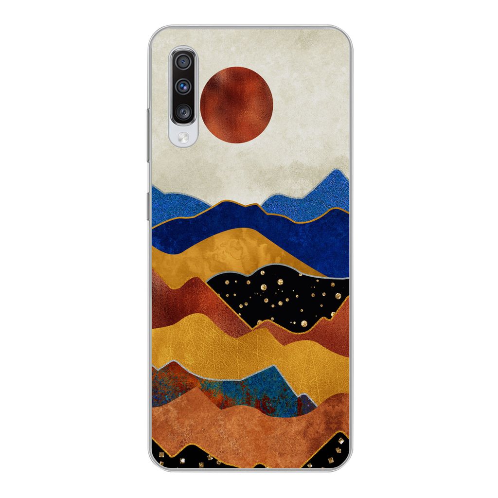MuchoWow Handyhülle Schutzhülle Hülle für Samsung Galaxy A70 Gold - Bronze - Blau Silikon Softcase Handy Hülle - Schutzhaube