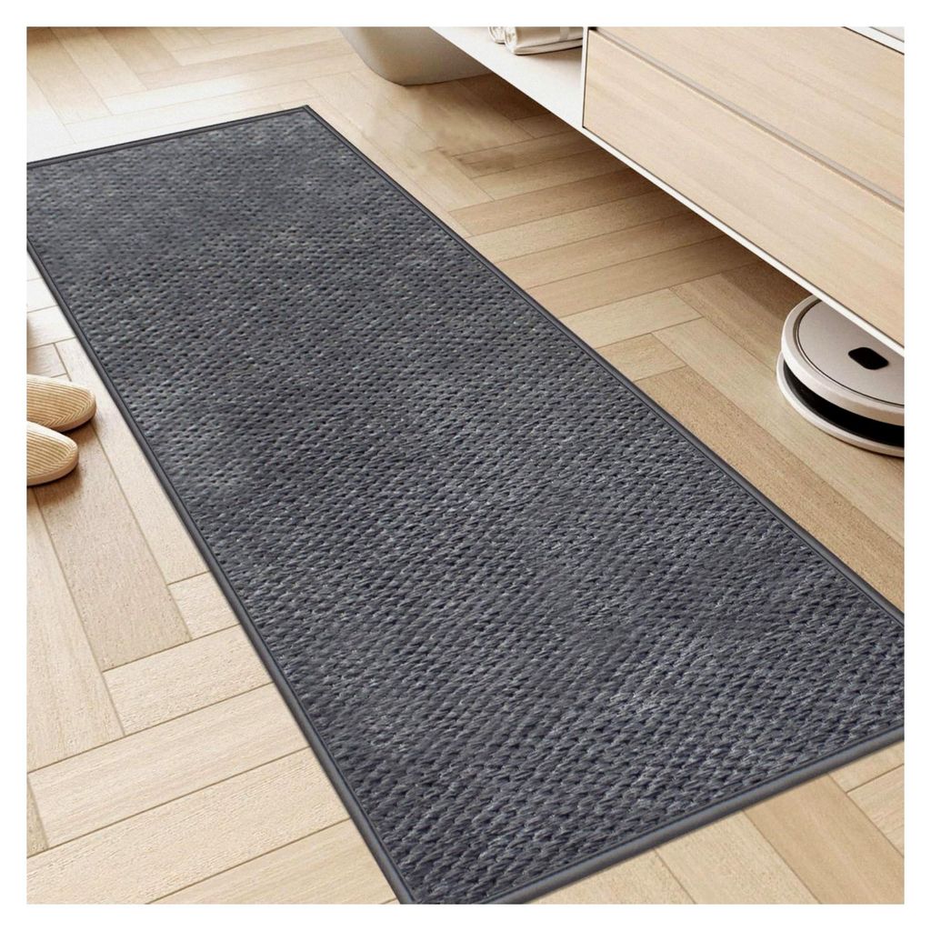 Waschbarer Küchenteppich rutschfest 45x180cm, Chenille Küchenläufer mit Gummi, Teppichläufer für Küche, Küchenmatte saugfähig, Waschbare Te...
