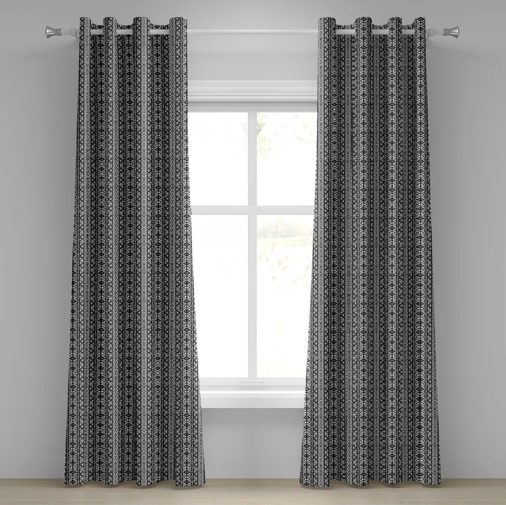 Rideaux de Salon Gris Noir pour Déco Ethnique et Ambiance Africaine