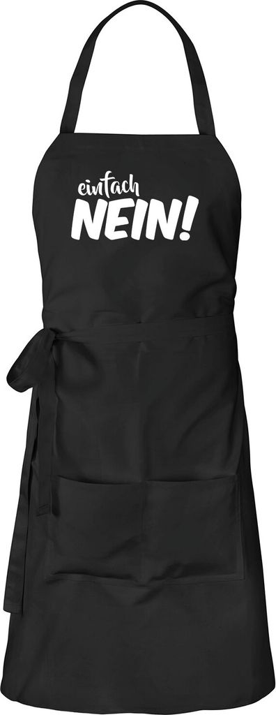 Huuraa Schürze Einfach Nein Schriftzug Schwarz mit Taschen Baumwolle Kochschürze Geschenkidee