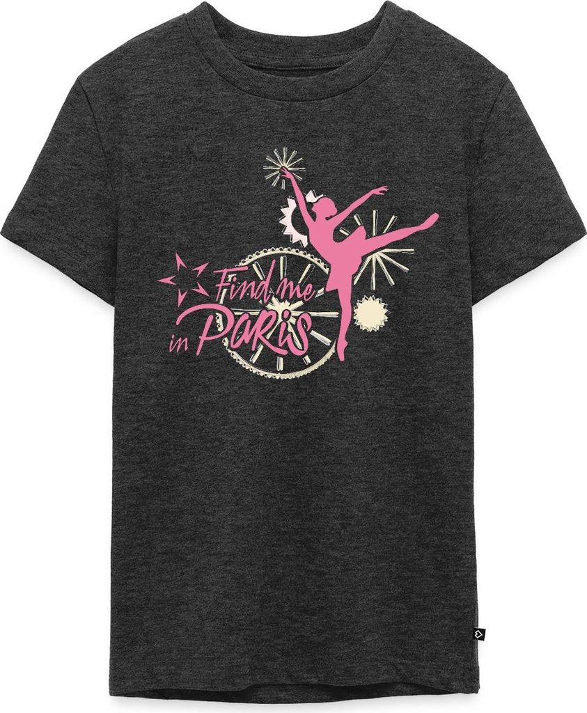 Spreadshirt Find me in Paris Logo rosa Teenager Premium T-Shirt, 146/152 (10 Jahre), Anthrazit meliert