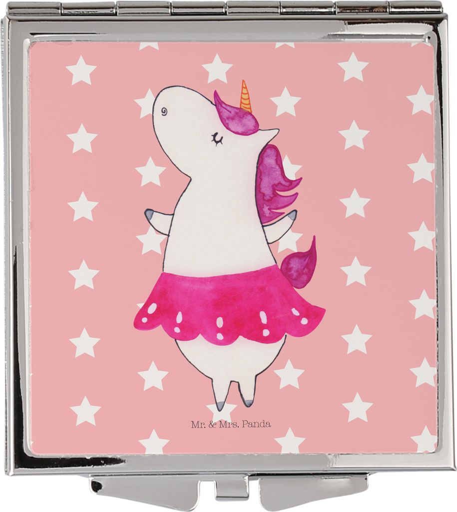 Mr. & Mrs. Panda Schminkspiegel Einhorn Ballerina - Rot Pastell - Geschenk, Wohnung, Kosmetikspiegel, Einhörner, Kleiner Spiegel, Klein, Unicorn, ...
