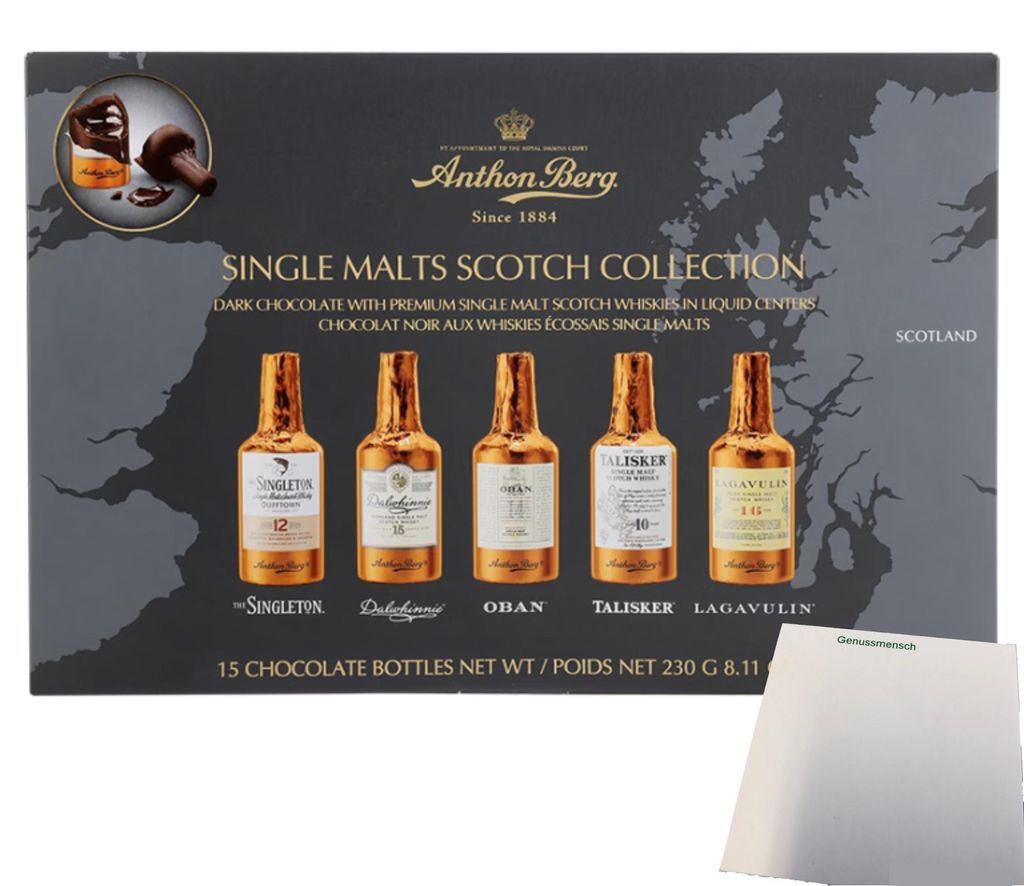 A.Berg Schokolade Whisky Flaschen (230g Packung) + usy Block