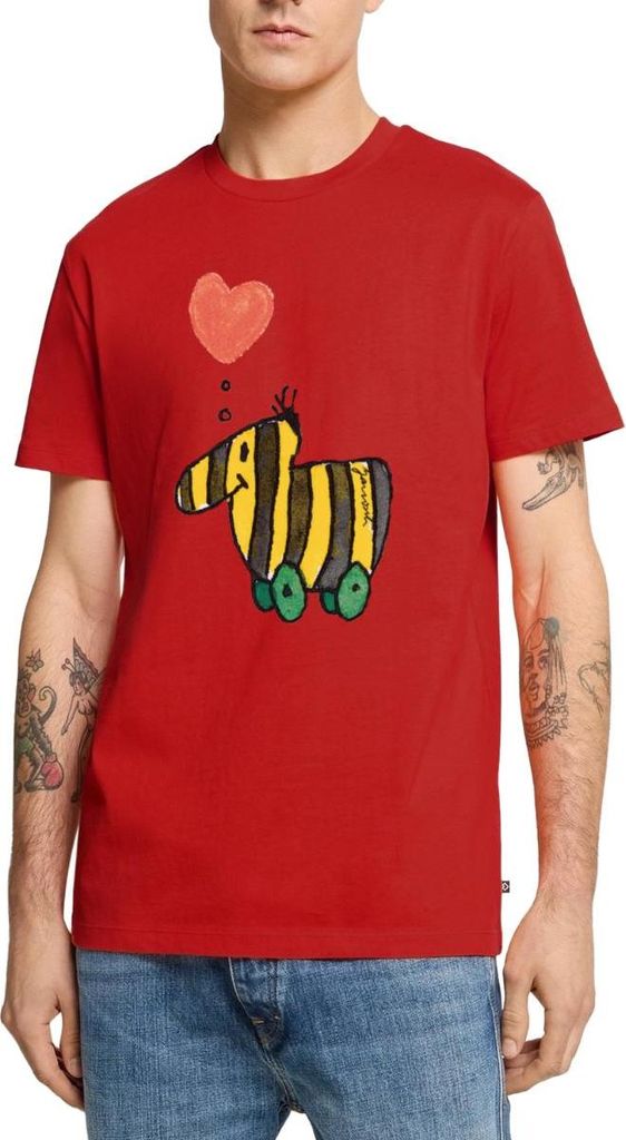 Spreadshirt Janosch Große Tigerente Mit Herz Liebe Männer Premium T-Shirt, 5XL, Rot