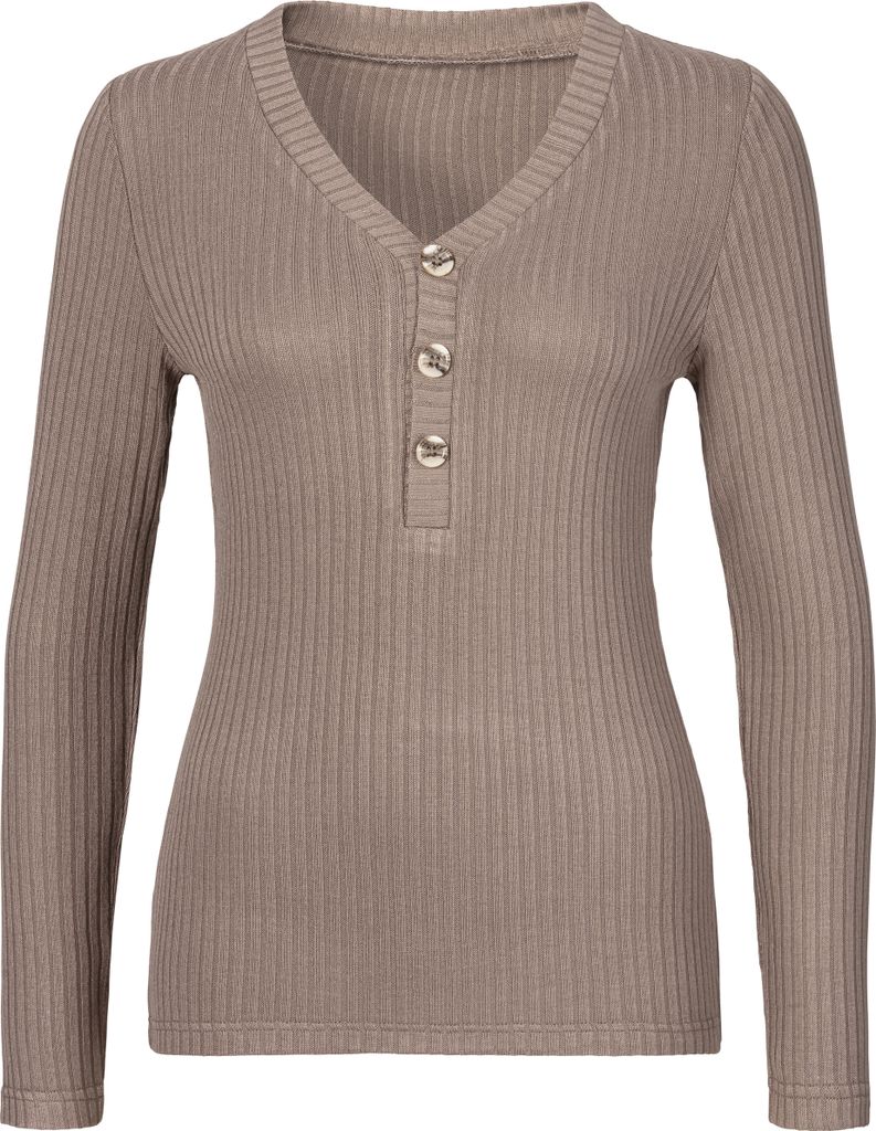 LASCANA Langarmshirt taupe Größe 40/42 Produktbild 