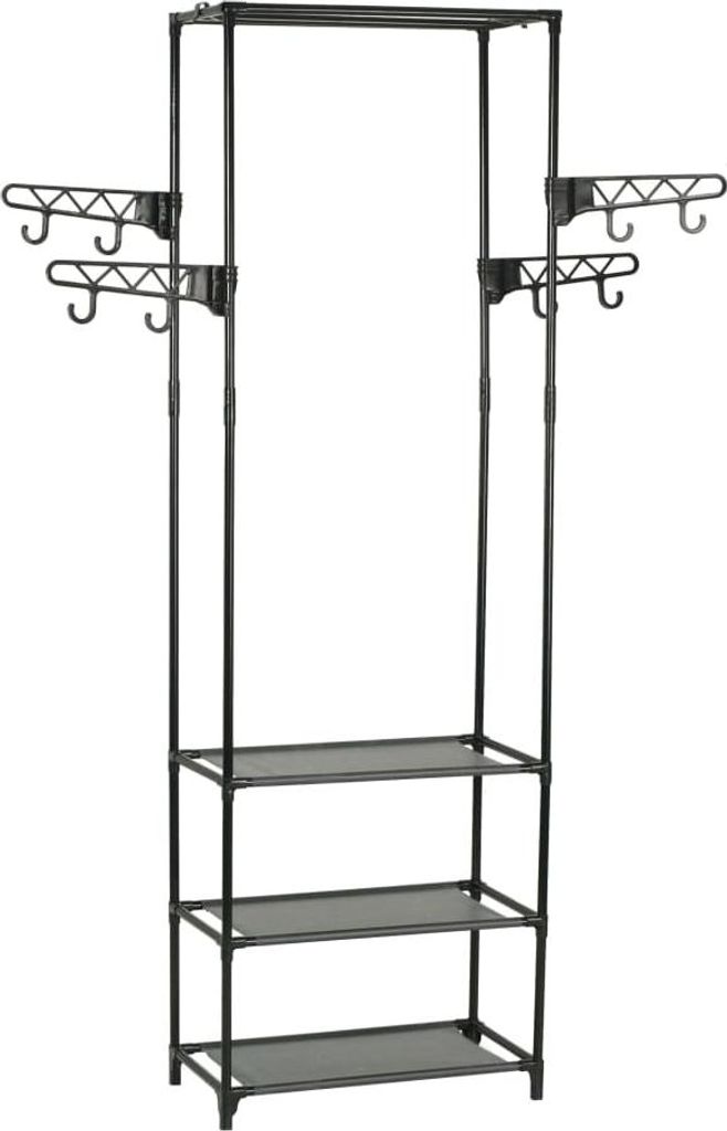 vidaXL Věšák na kabáty z oceli a vlny 55x28,5x175 cm černý Obrázek produktu 