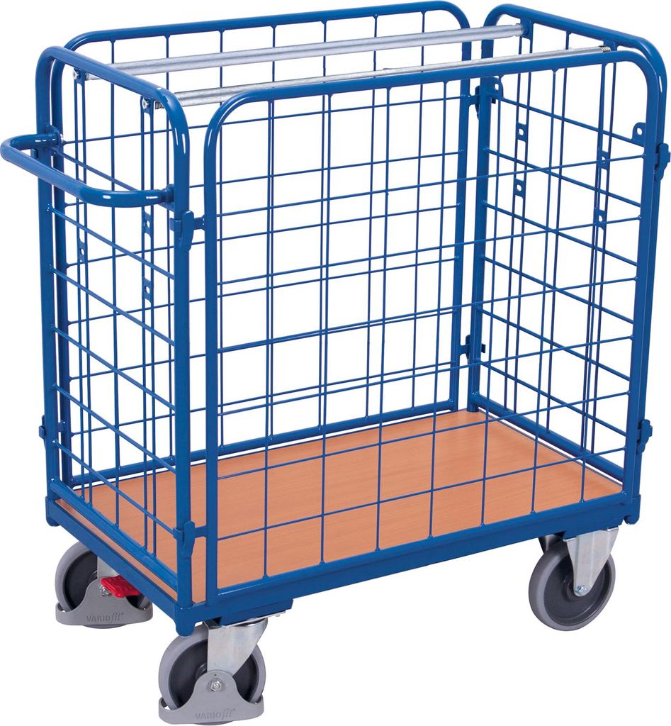 VARIOfit Paket-Vierwandwagen, niedrig, seitlich vergittert Ladefläche 1200x800mm Anthrazitgrau RAL 7016