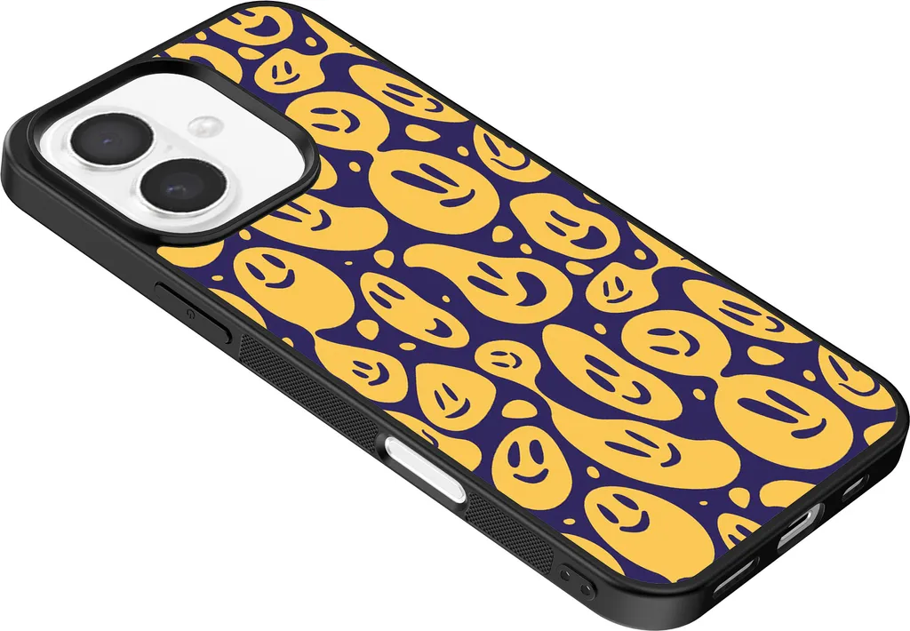 iPhone 16 Plus Cover Smiley Viola Giallo - Smartphonica TPU Case - 3