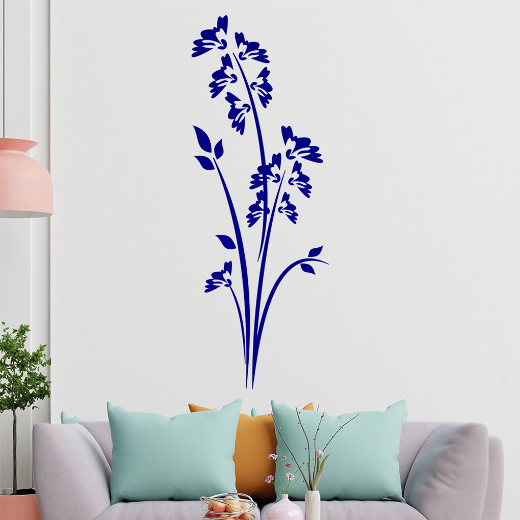 Blüten - Gräser - Frühling Wandtattoo in 6 Größen - Wandaufkleber Wall Sticker - Dekoration, Küche, Wohnzimmer, Schlafzimmer, Badezimmer