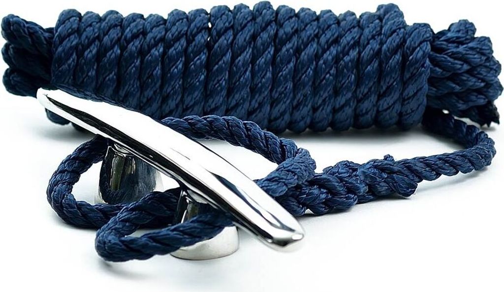 Festmacherleine mit Auge, Navyblau, 8m, Ø 12mm, aus schwimmfähigen Polyester
