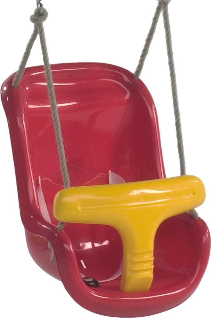 WICKEY Schaukel Zubehör Babysitz unterteilt ( 2 Teile ) Spielturm, Schaukelgestell oder Klettergerüst – Rot-Gelb