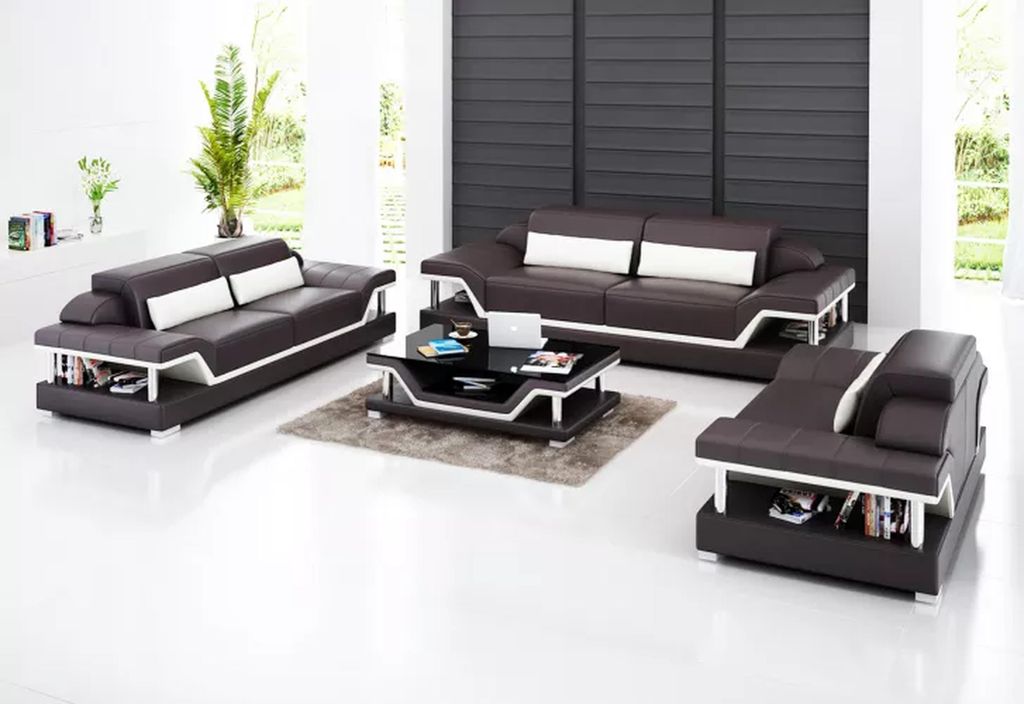 Wohnlandschaft Sofagarnitur 321 Sitzer Couchtisch Ledersofa Modernes Sofa Couch