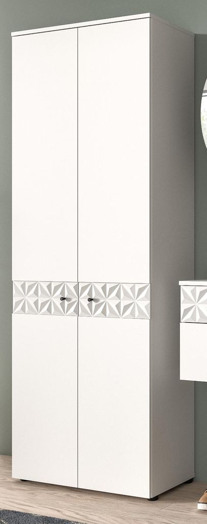 Garderobenschrank "Relief" in weiß Hochglanz mit 3-D Struktur Garderobe oder großer Schuhschrank 70 x 192 cm