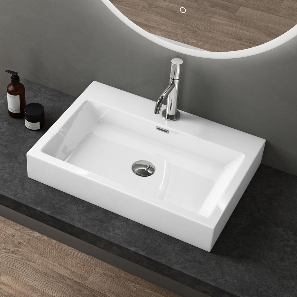 doporro Vasque à Poser 60cm Lavabo Suspendu Blanc Image du produit 