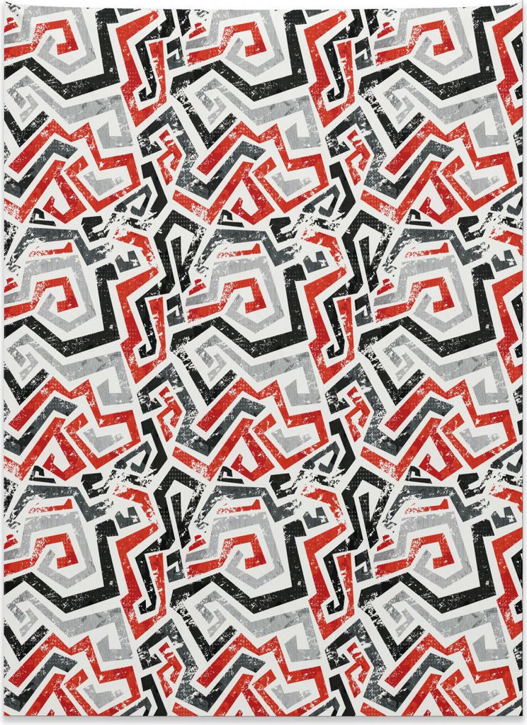 Abakuhaus Grunge Wandteppich, Twisting Linien Afrikanisch aus Weiches Mikrofaser Stoff Kein Verblassen Klare Farben Waschbar, 110 x 150 cm, Zinnobe...