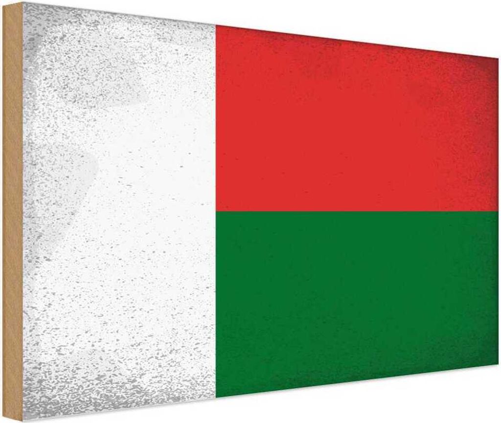 vianmo Holzschild 12x18 cm Madagaskar Madagascar Vintage Flagge Fahne Wappen