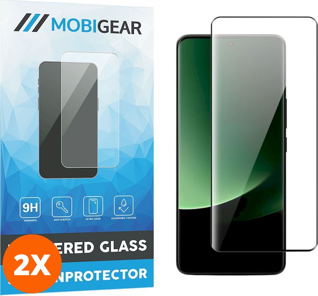 Mobigear Premium 4.99 Xiaomi 13 Ultra Panzerglas Gehärtetes Glas Displayschutz - Hüllenfreundlich - Schwarz (2er Pack)