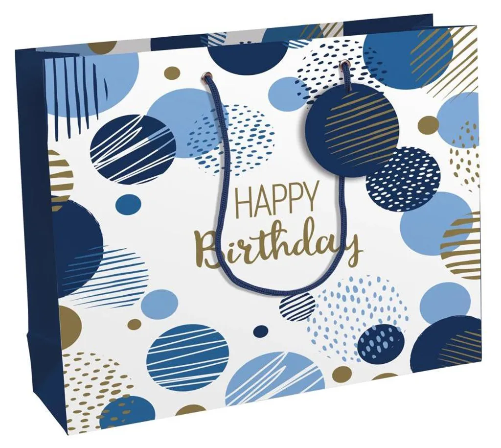 Sac Cadeau Happy Birthday Bleu Grand Modèle Clairefontaine Résistant