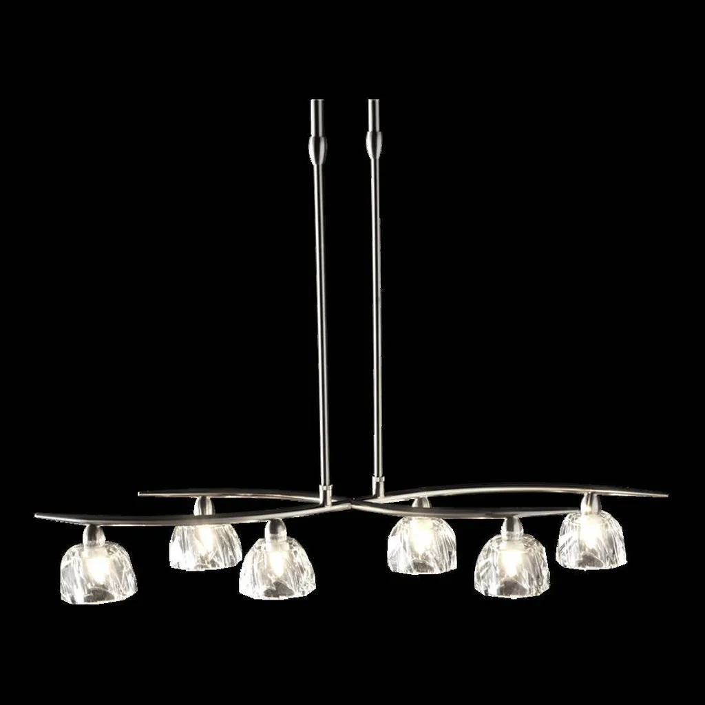 Plafonnier Suspension SAMBA 6 Lumières G9 Design Nickel Satiné 75cm
