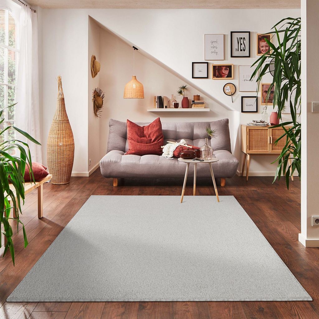Weicher Teppich mit einfarbigem Design - Moderner Look für Wohnzimmer und Schlafzimmer, Größe: 200 cm Rund, Farbe: Creme