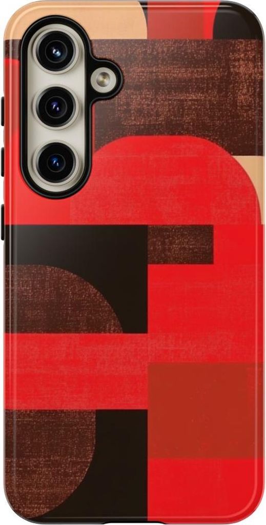 Rotes und braunes geometrisches Muster – Hülle Kompatibel mit Samsung Galaxy S24