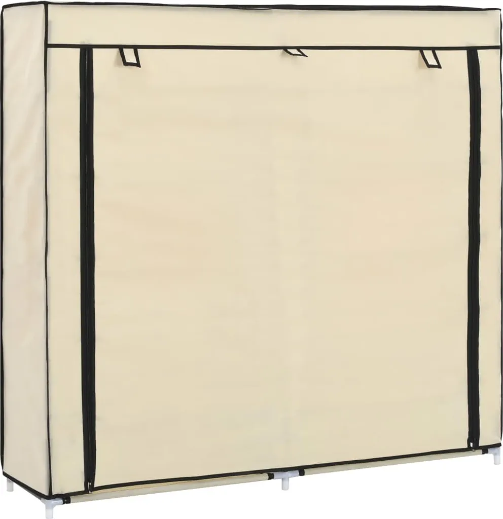 Armoire à chaussures avec cache blanc crème 115x28x110 cm en tissu