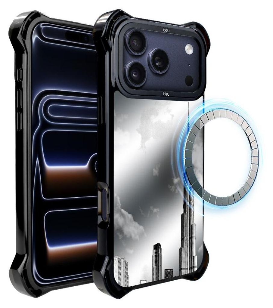 Schutzhülle für das iPhone 17 Pro, MagSafe-kompatibel, verstärkte Ecken, schwarz, Burj Khalifa