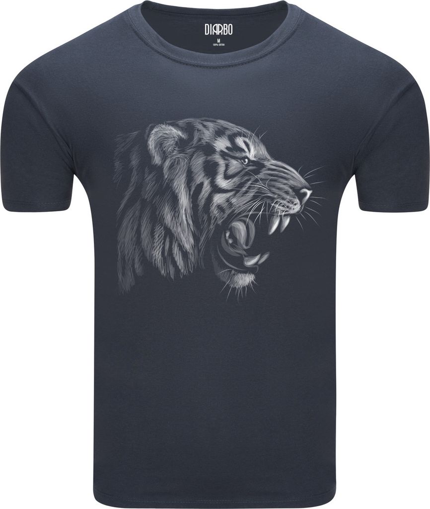 Diarbo Herren T-Shirt mit Aufdruck Wildtierporträts Tigerkopf Dunkelgrau Gr.XL